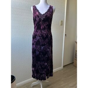 Jonathan Martin Studio Purple Velvet Floral Burnout Maxi Dress 12 Fairy Grudge